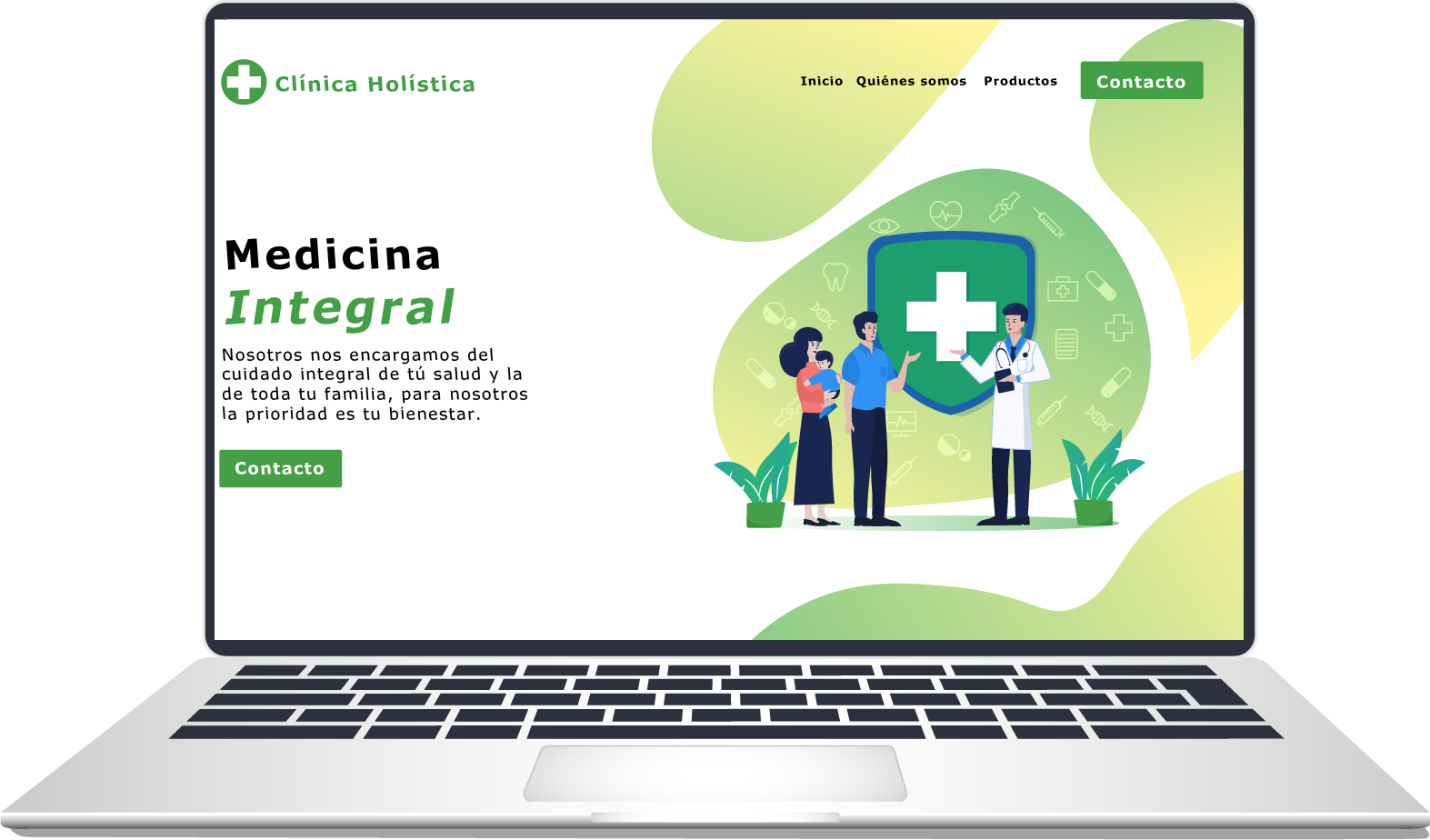 Mockup de entorno web responsive sanitario